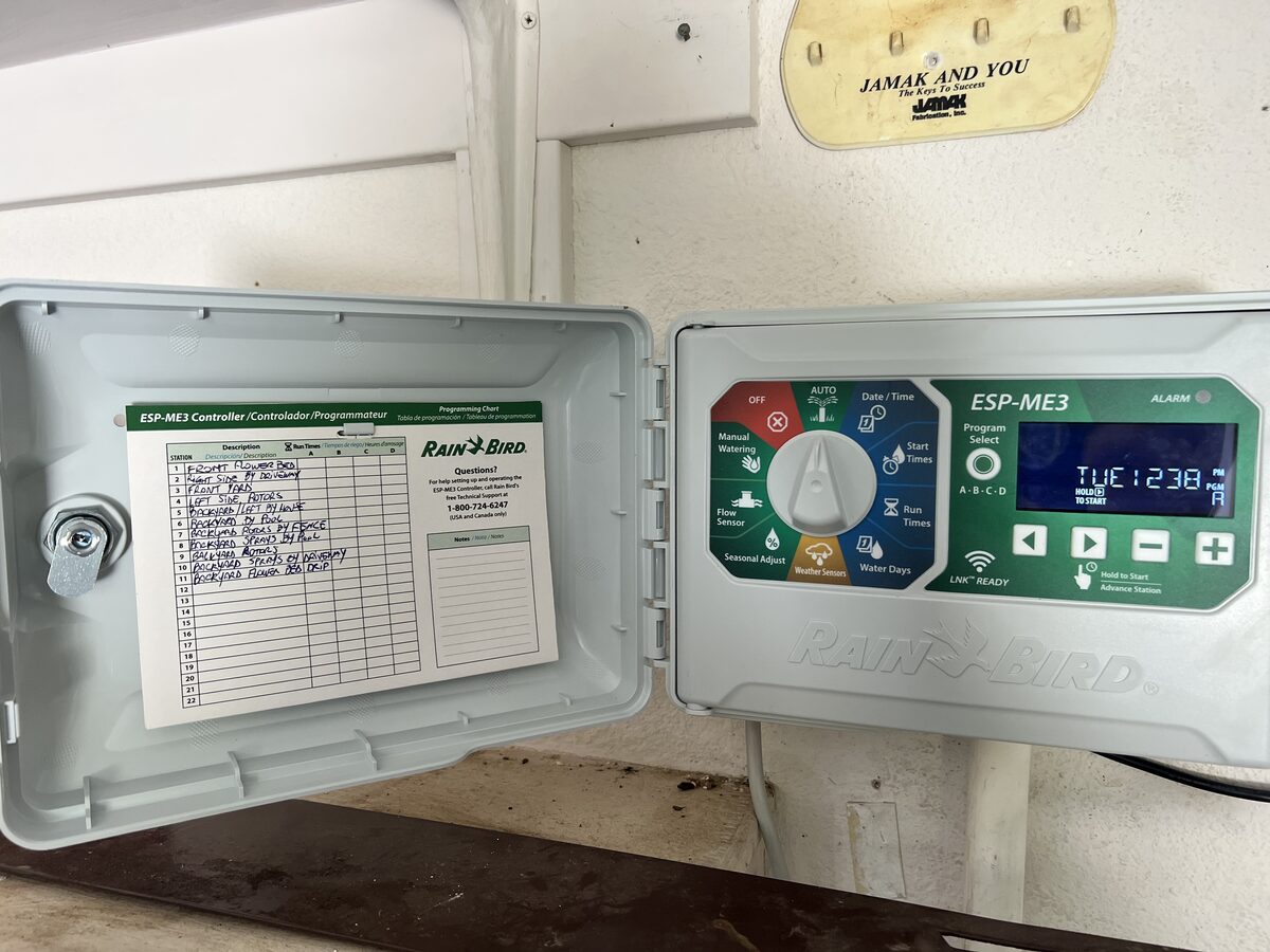 Rain Bird ESP-ME3 sprinkler controller programming in Lucas TX